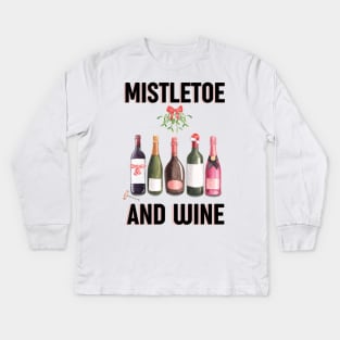 Mistletoe and wine - Alternative Christmas design Kids Long Sleeve T-Shirt